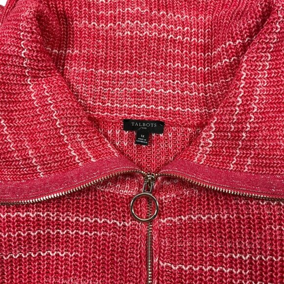 Talbots- Woman's Knit Half-Zip Pullover - Speckled Space Dye - Size: 1X - Picture 3 of 9